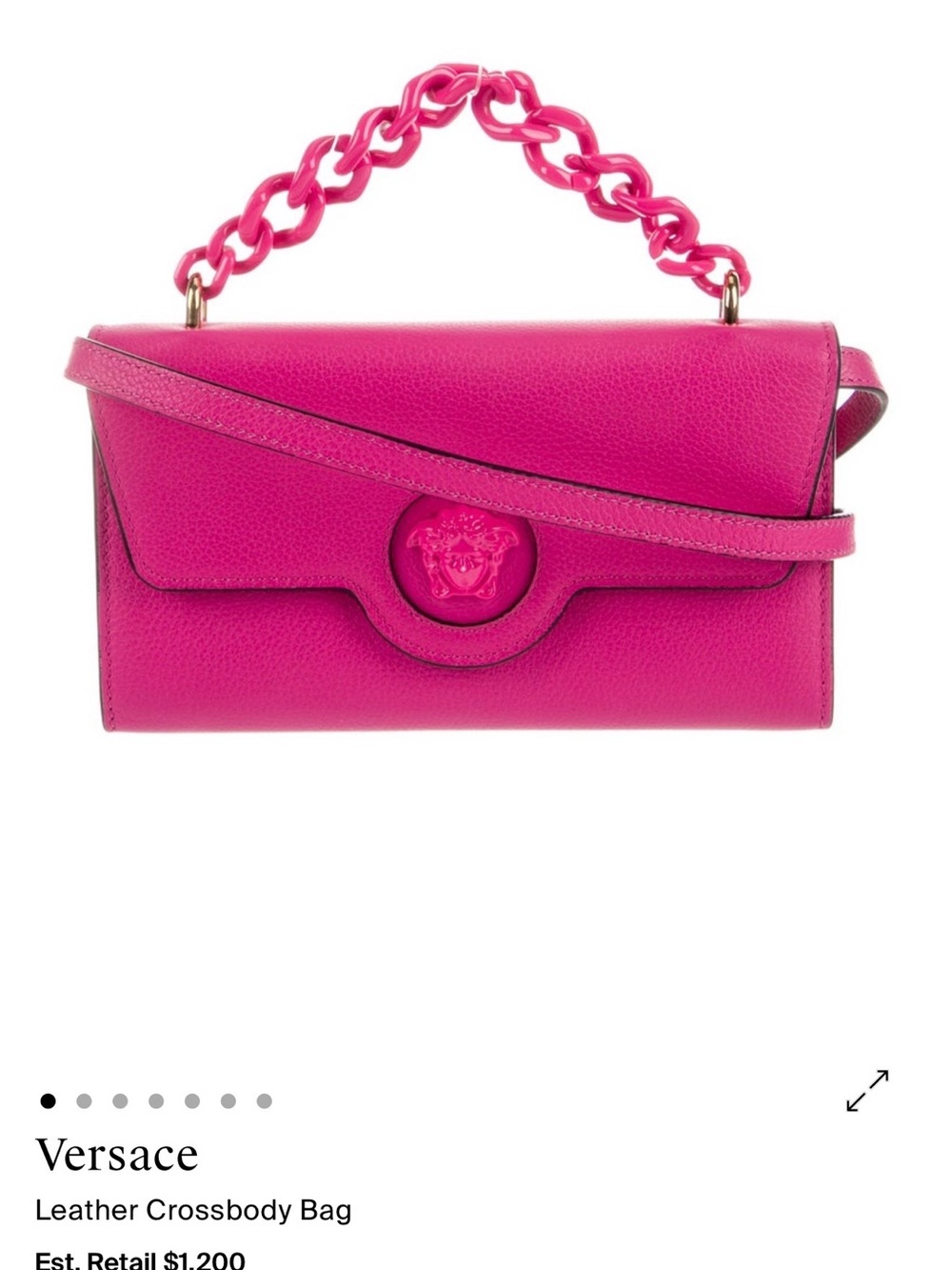 Versace Hot Pink Leather Crossbody Bag with Chain Top Handle
